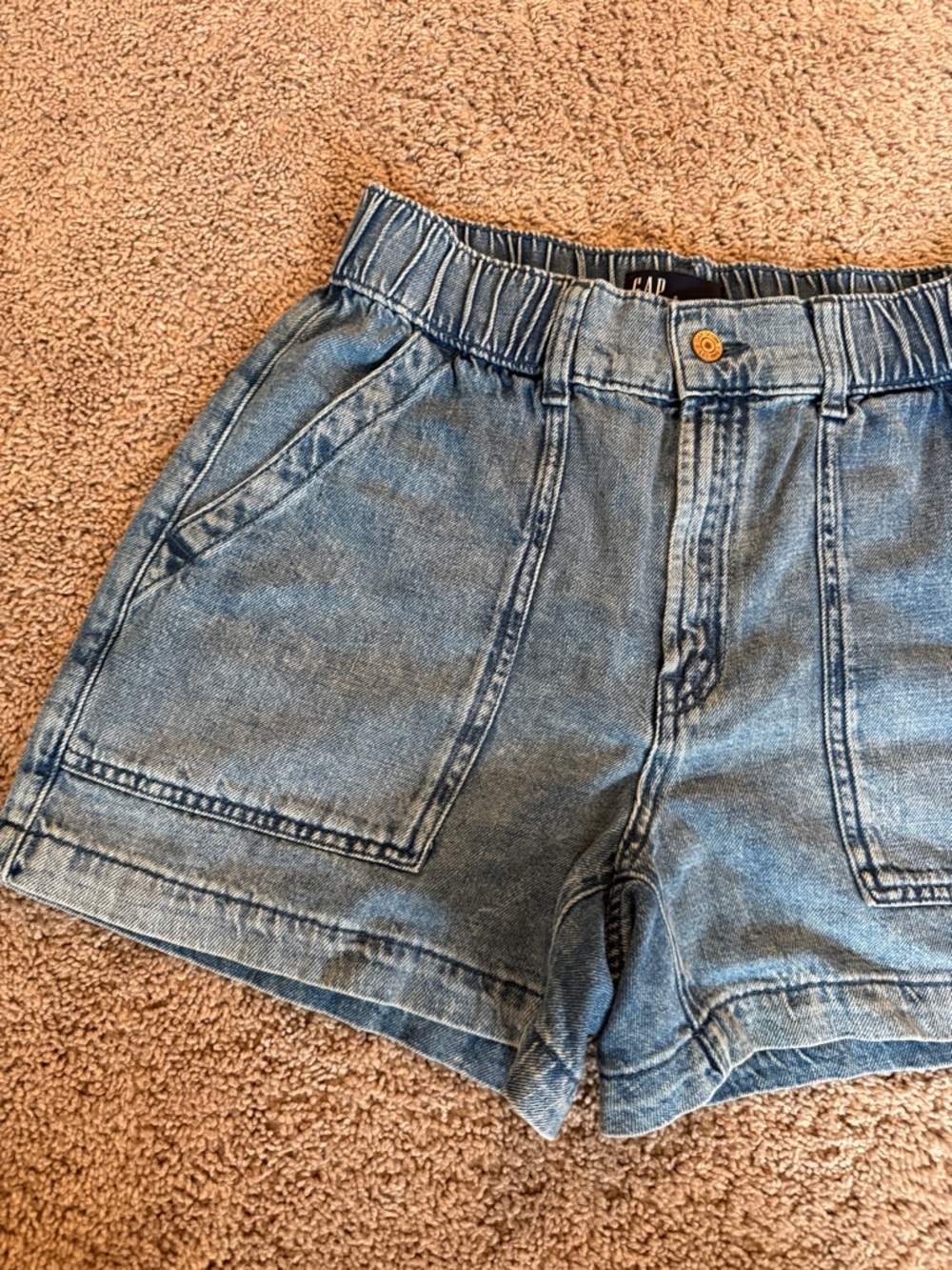 GAP Light Blue Elastic-Waist soft Denim Shorts - Picture 4 of 9